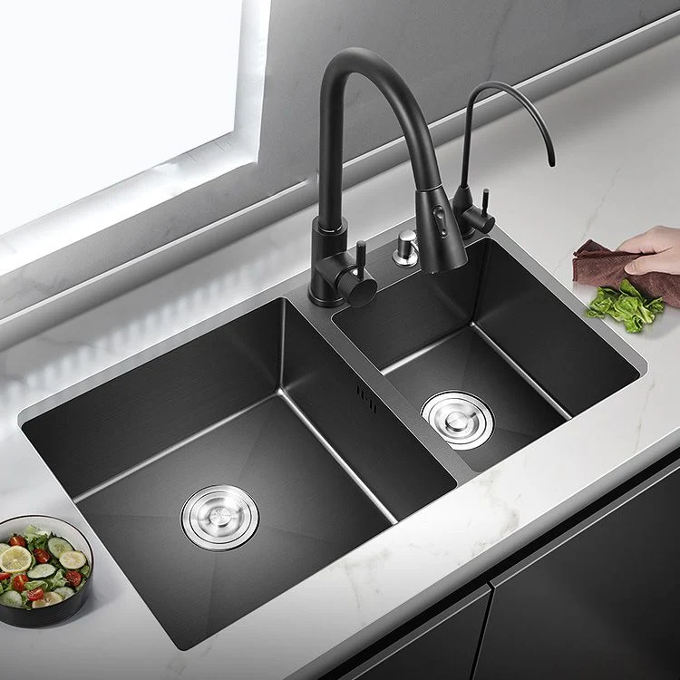 Modern Style Kitchen Sink Niet-roestend Steel Kitchen Double Sink Black 28l