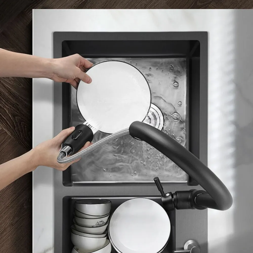 Modern Style Kitchen Sink Niet-roestend Steel Kitchen Double Sink Black 28l