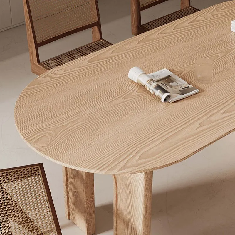 Modern Wooden Dining Table Duo Pedestal Dinner Table Dining Room 55
