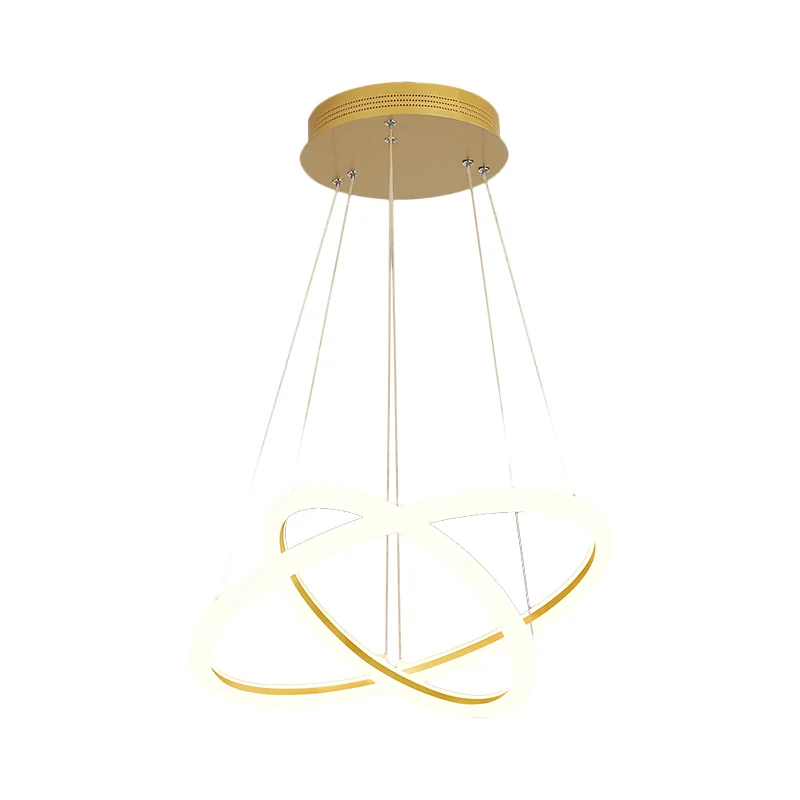 Moderne dubbele ringkroonluchter metalen eetkamer LED-hangverlichting goud, warm/wit zacht
