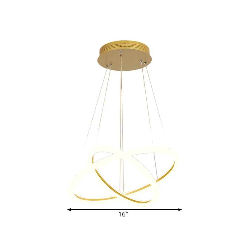 Moderne dubbele ringkroonluchter metalen eetkamer LED-hangverlichting goud, warm/wit zacht