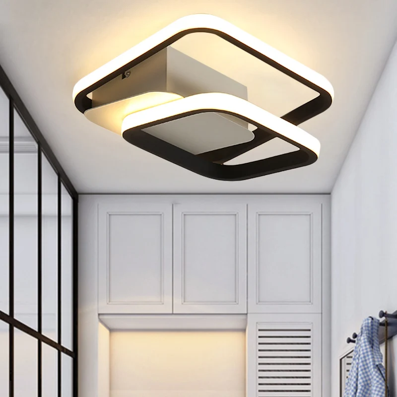Modernisme 2-vierkant frame inbouw acryl LED hal plafond inbouw zwart, wit/warm zacht