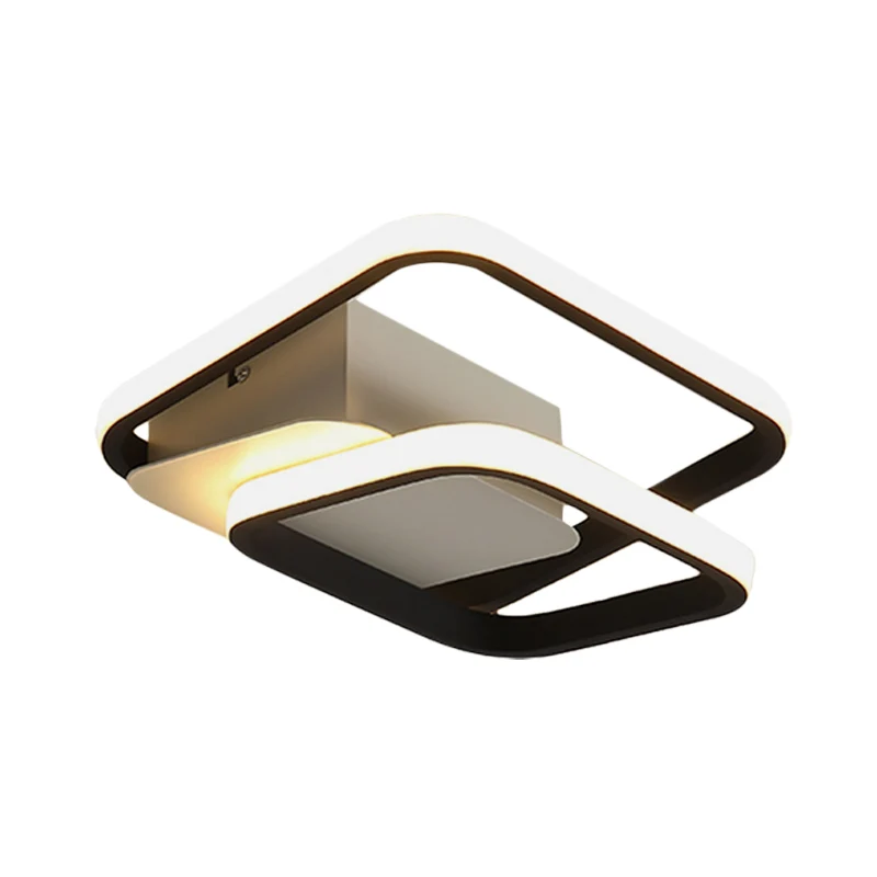 Modernisme 2-vierkant frame inbouw acryl LED hal plafond inbouw zwart, wit/warm zacht