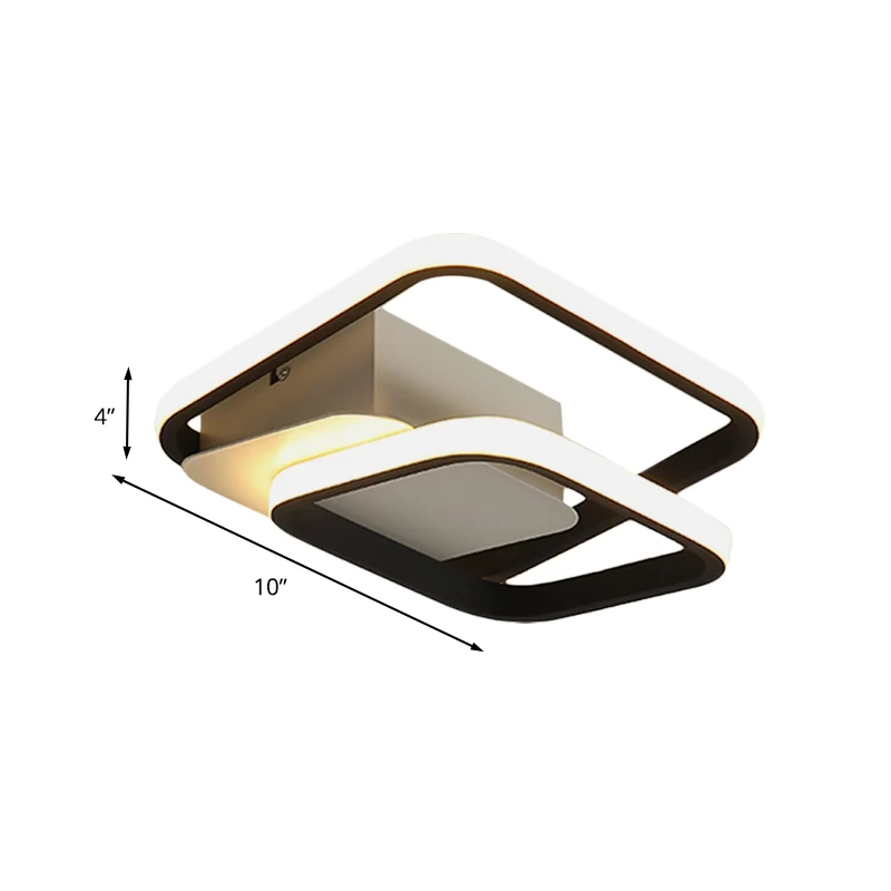 Modernisme 2-vierkant frame inbouw acryl LED hal plafond inbouw zwart, wit/warm zacht