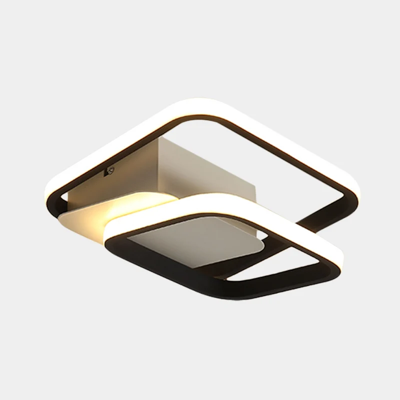 Modernisme 2-vierkant frame inbouw acryl LED hal plafond inbouw zwart, wit/warm zacht