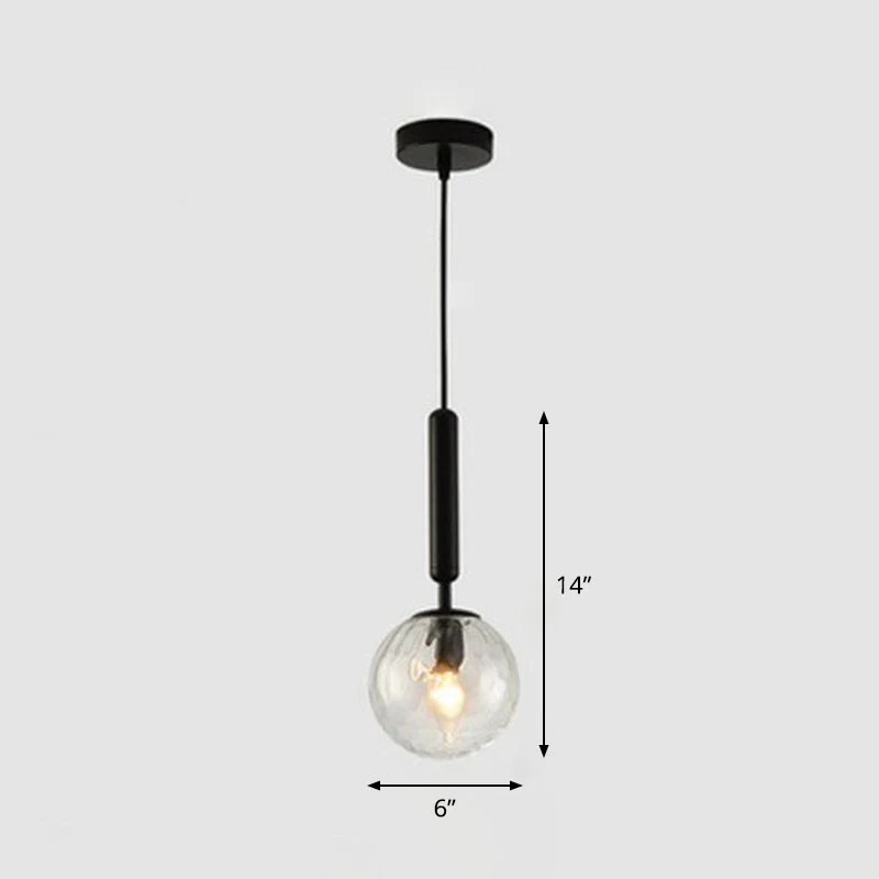 Modernistische bolvormige hangende lichtarmatuur Hamerglas Enkele restauranthanglamp