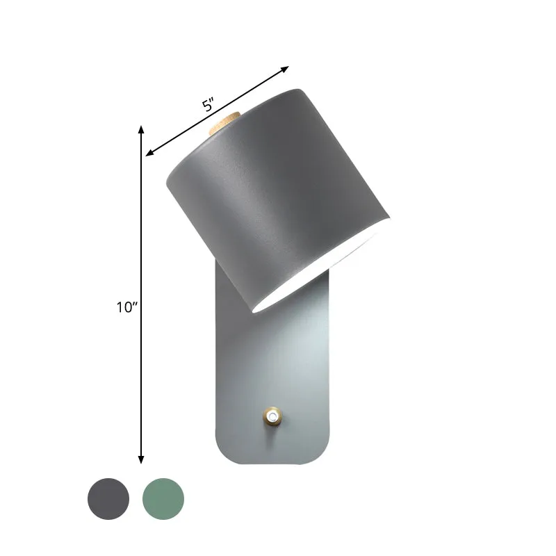 Modernistische metalen wandverlichtingsarmatuur met 1 lampbuis grijs/groen met rechthoekig achterpaneel