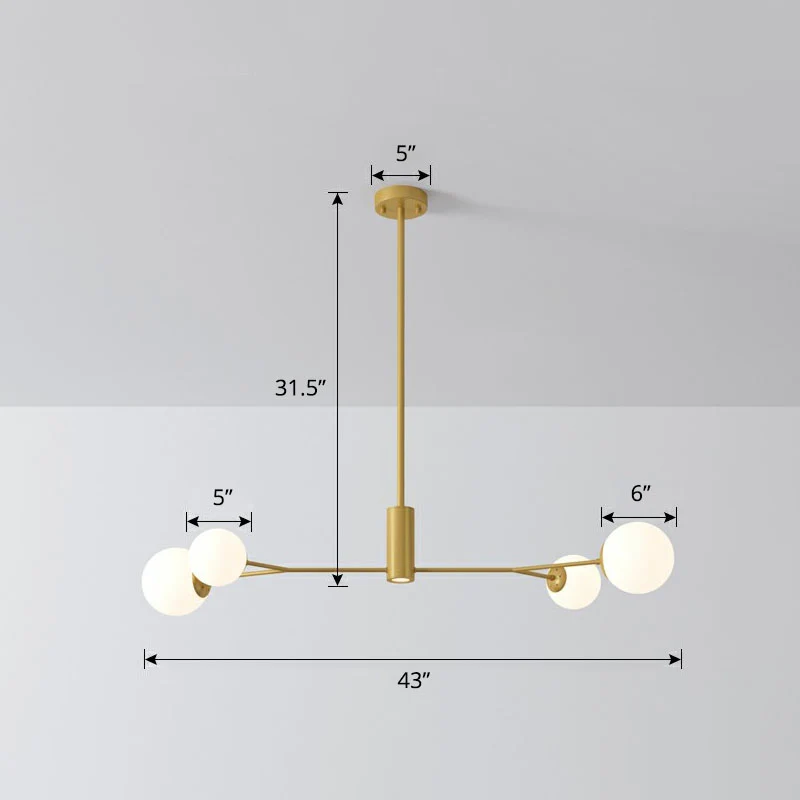Moleculaire eilandplafondlamp Eenvoud Opaalglas Eetkamer Ophanglamp
