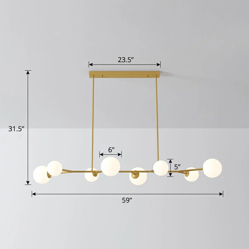 Moleculaire eilandplafondlamp Eenvoud Opaalglas Eetkamer Ophanglamp