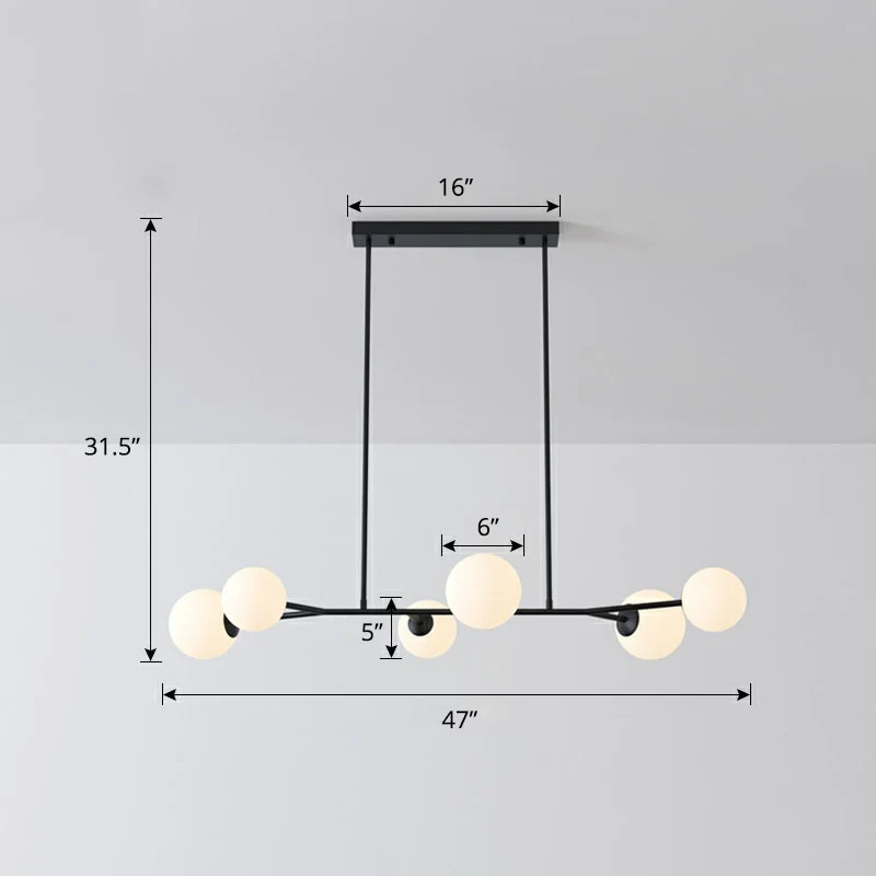 Moleculaire eilandplafondlamp Eenvoud Opaalglas Eetkamer Ophanglamp