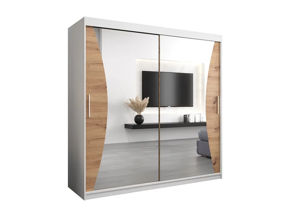 MONACO KLEDINGKAST MET SCHUIFDEUREN 200/200/62 2 deuren (wit/artisan)