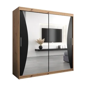 MONACO KLEDINGKAST MET SCHUIFDEUREN 200/200/62 2 deuren (artisan/zwart)