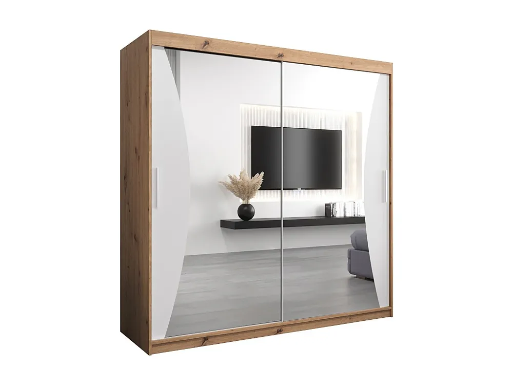 MONACO KLEDINGKAST MET SCHUIFDEUREN 200/200/62 2 deuren (artisan/wit)