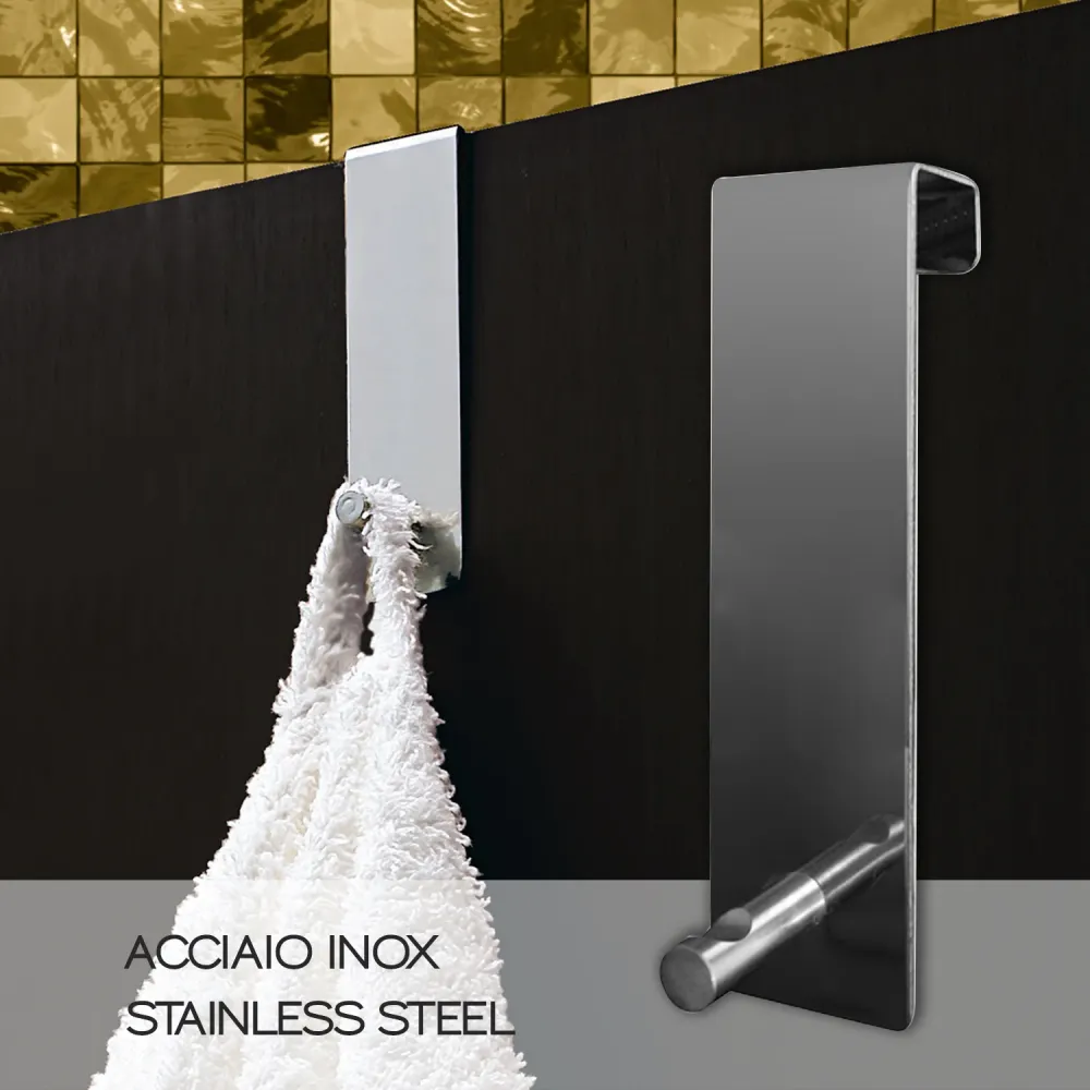 Morgana single overdoor coat hook 20 mm - Metaalglans