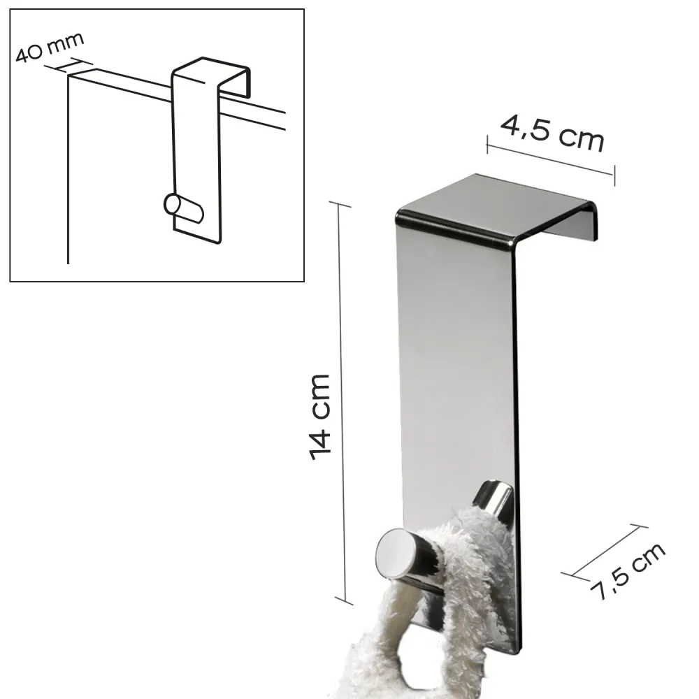Morgana single overdoor coat hook 40 mm - Verchroomd