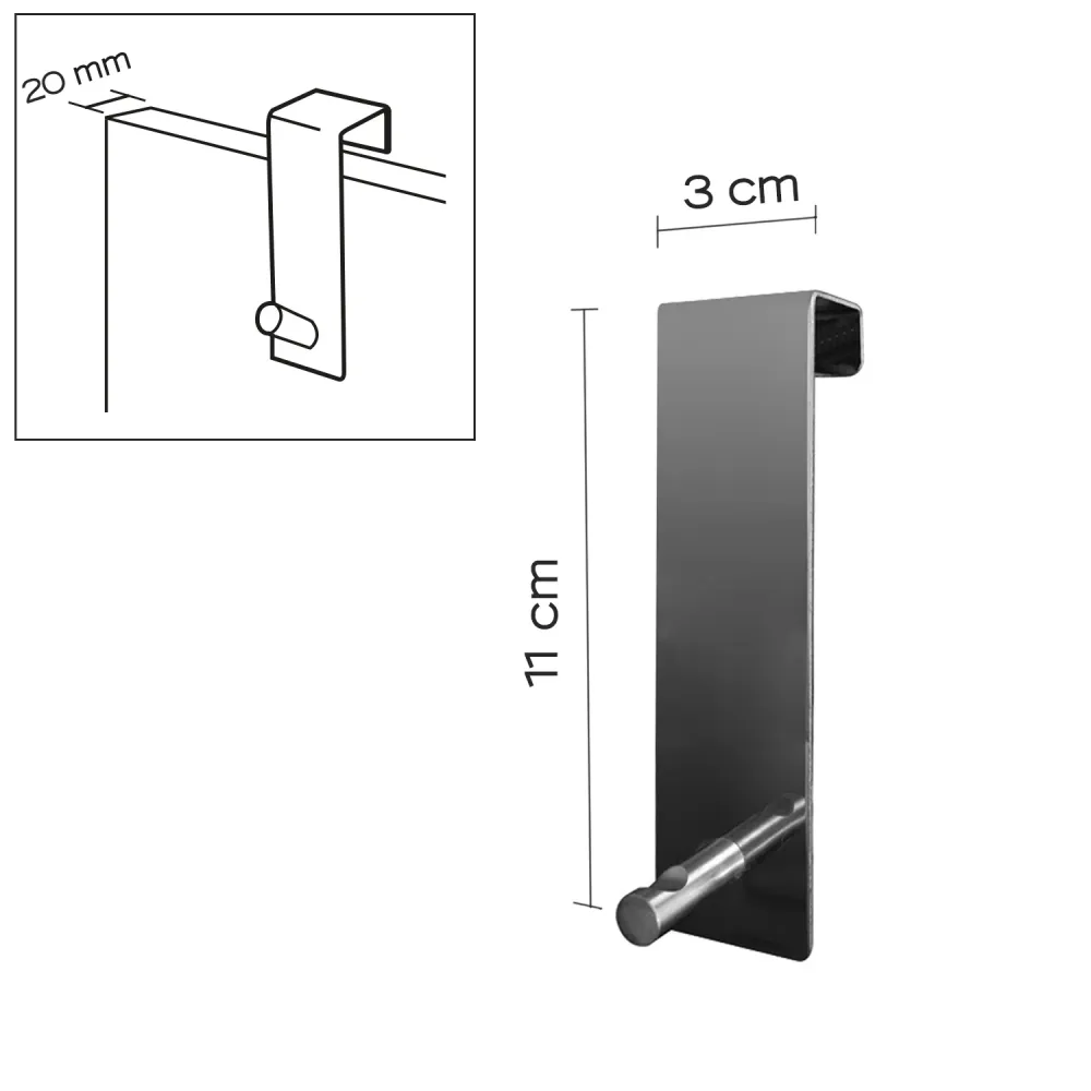 Morgana single overdoor coat hook 20 mm - Verchroomd