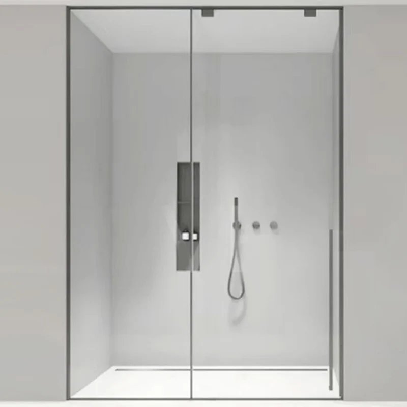 Narrow Full Frame Single Sliding Shower Door Tempered Glaswerk Shower Door Black