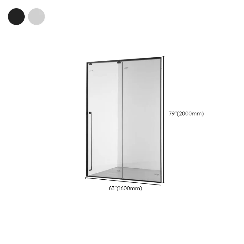 Narrow Full Frame Single Sliding Shower Door Tempered Glaswerk Shower Door Black