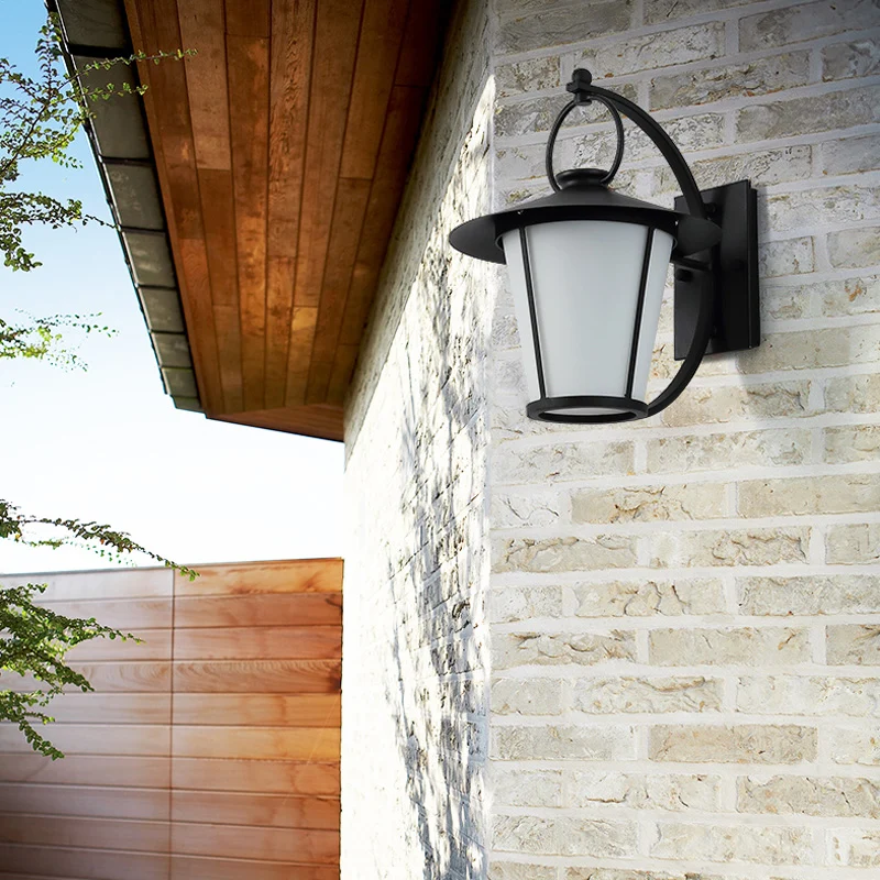 One Bulb Opal Glass Sconce Light Vintage Royal Zwart Cone/Cylinder Outdoor Wall Lamp Black