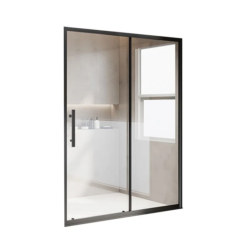 One-shaped Sliding Shower Bath Door Transparent Tempered Glazen Shower Door Silver