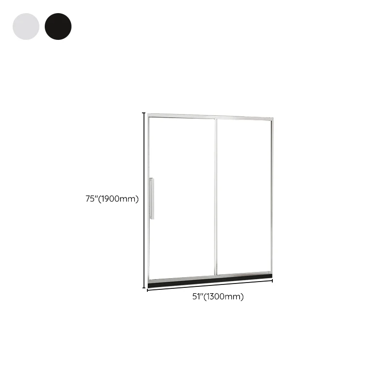 One-shaped Sliding Shower Bath Door Transparent Tempered Glazen Shower Door Silver