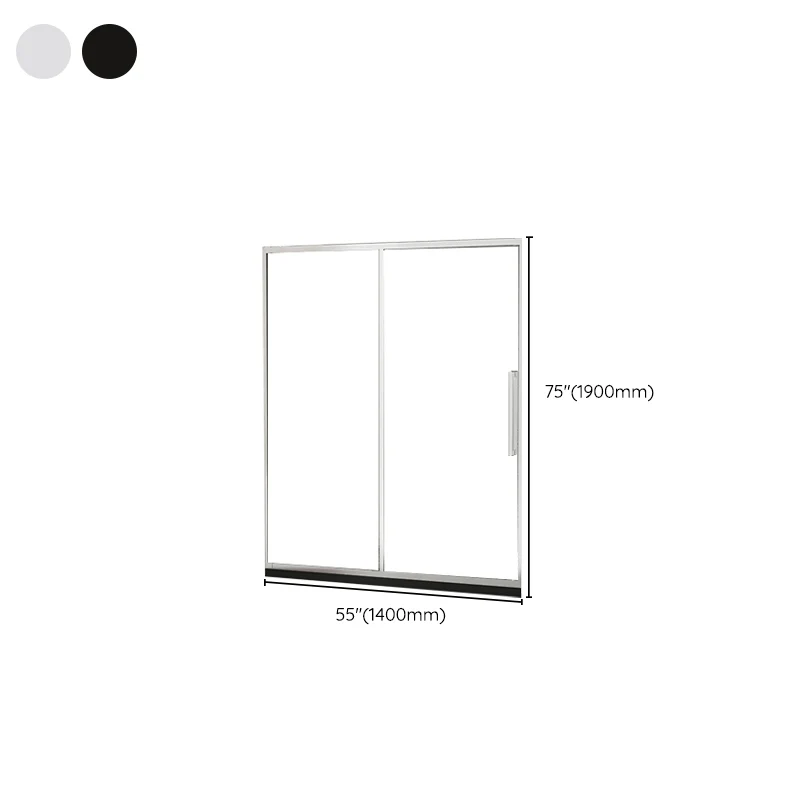 One-shaped Sliding Shower Bath Door Transparent Tempered Glazen Shower Door Silver