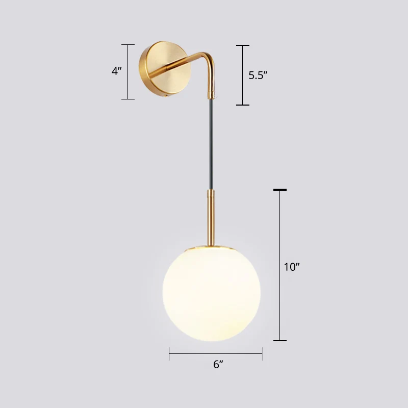 Opaalglas bolvormige wandlamp armatuur Eenvoud 1 lamp wandlamp schans voor slaapkamer