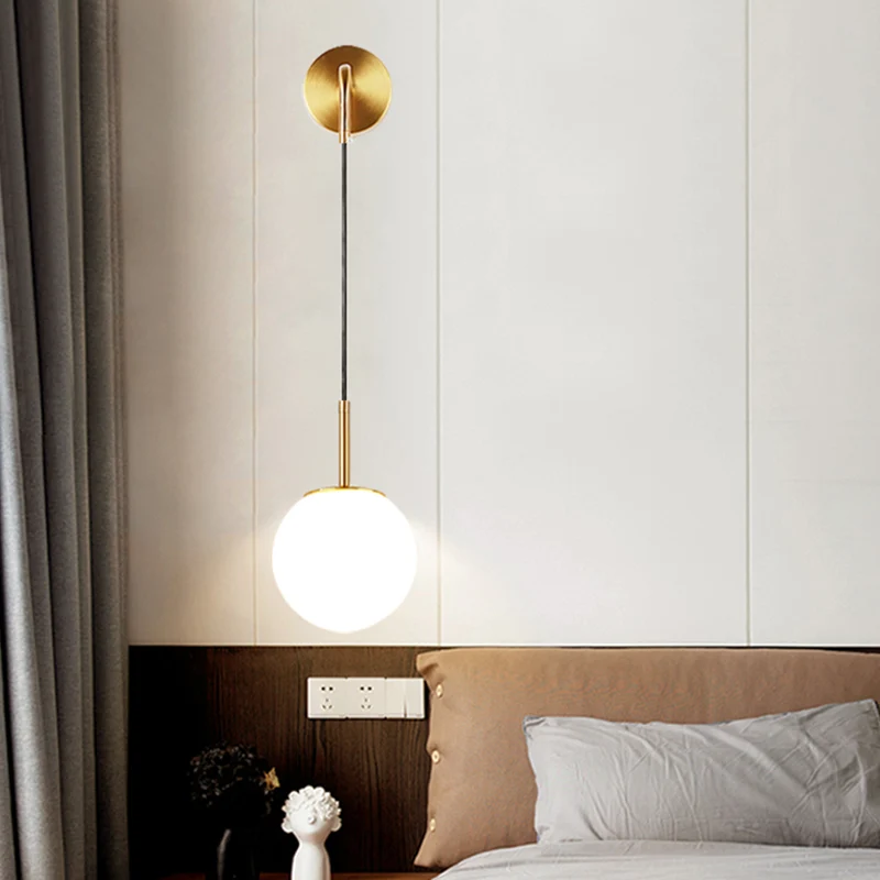 Opaalglas bolvormige wandlamp armatuur Eenvoud 1 lamp wandlamp schans voor slaapkamer