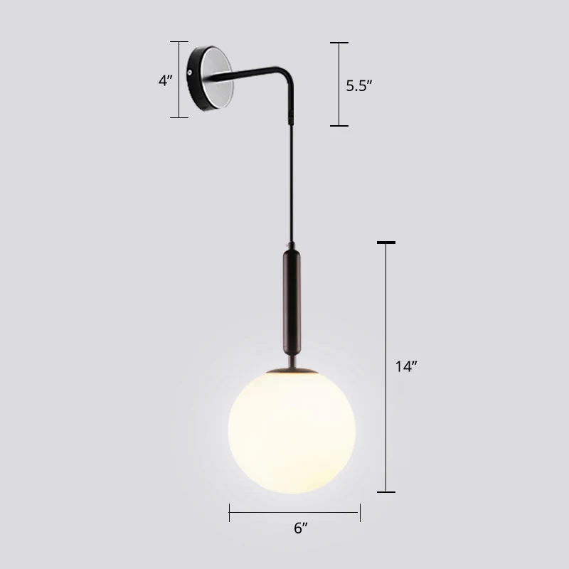 Opaalglas bolvormige wandlamp armatuur Eenvoud 1 lamp wandlamp schans voor slaapkamer