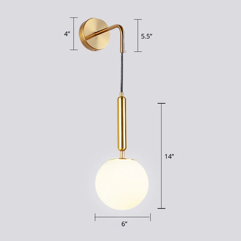 Opaalglas bolvormige wandlamp armatuur Eenvoud 1 lamp wandlamp schans voor slaapkamer