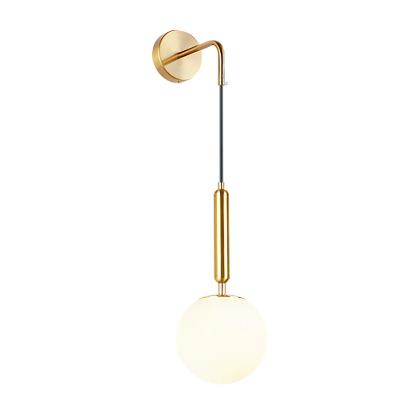 Opaalglas bolvormige wandlamp armatuur Eenvoud 1 lamp wandlamp schans voor slaapkamer