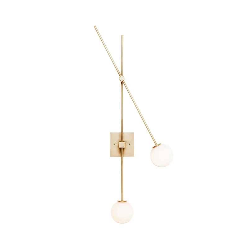 Opal Glass Bubble Wall Lighting Minimalist 2 Bulbs Sconce Light Fixture Black/Gold Metalen Arm Black