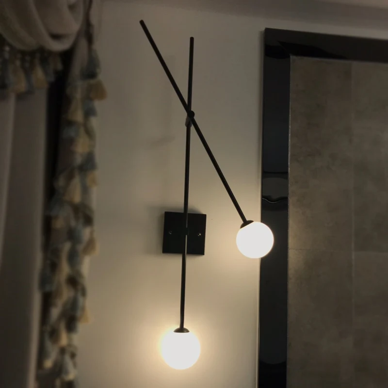 Opal Glass Bubble Wall Lighting Minimalist 2 Bulbs Sconce Light Fixture Black/Gold Metalen Arm Black