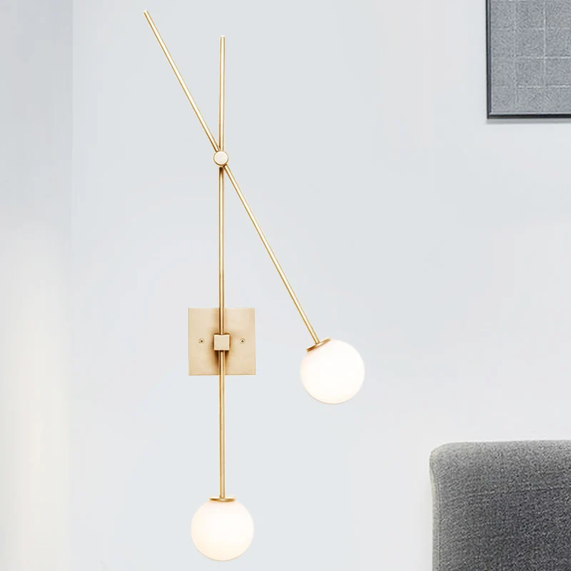 Opal Glass Bubble Wall Lighting Minimalist 2 Bulbs Sconce Light Fixture Black/Gold Metalen Arm Black