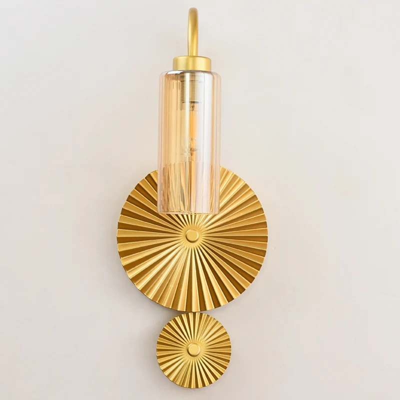 Ouderwets Gooseneck Wall Lamp 1-Light Amber/Clear/Smoke Gray Glass Wall Light Sconce Lotus Leaf Design Amber