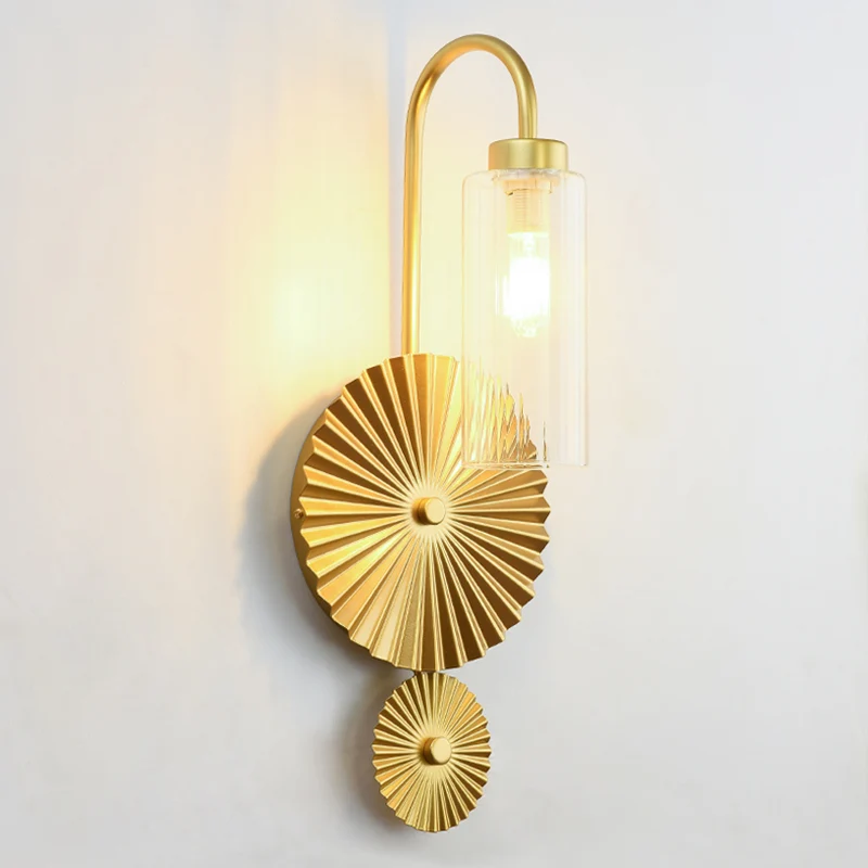 Ouderwets Gooseneck Wall Lamp 1-Light Amber/Clear/Smoke Gray Glass Wall Light Sconce Lotus Leaf Design Amber