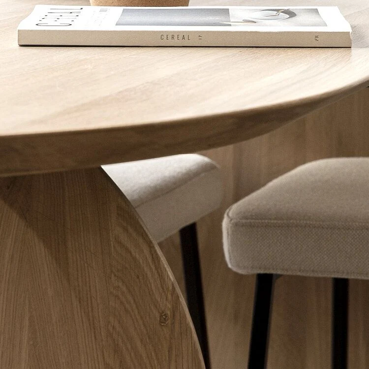 Oval Double Pedestal Contemporain Dining Table Wood Color Fixed Table Solid Wood 47