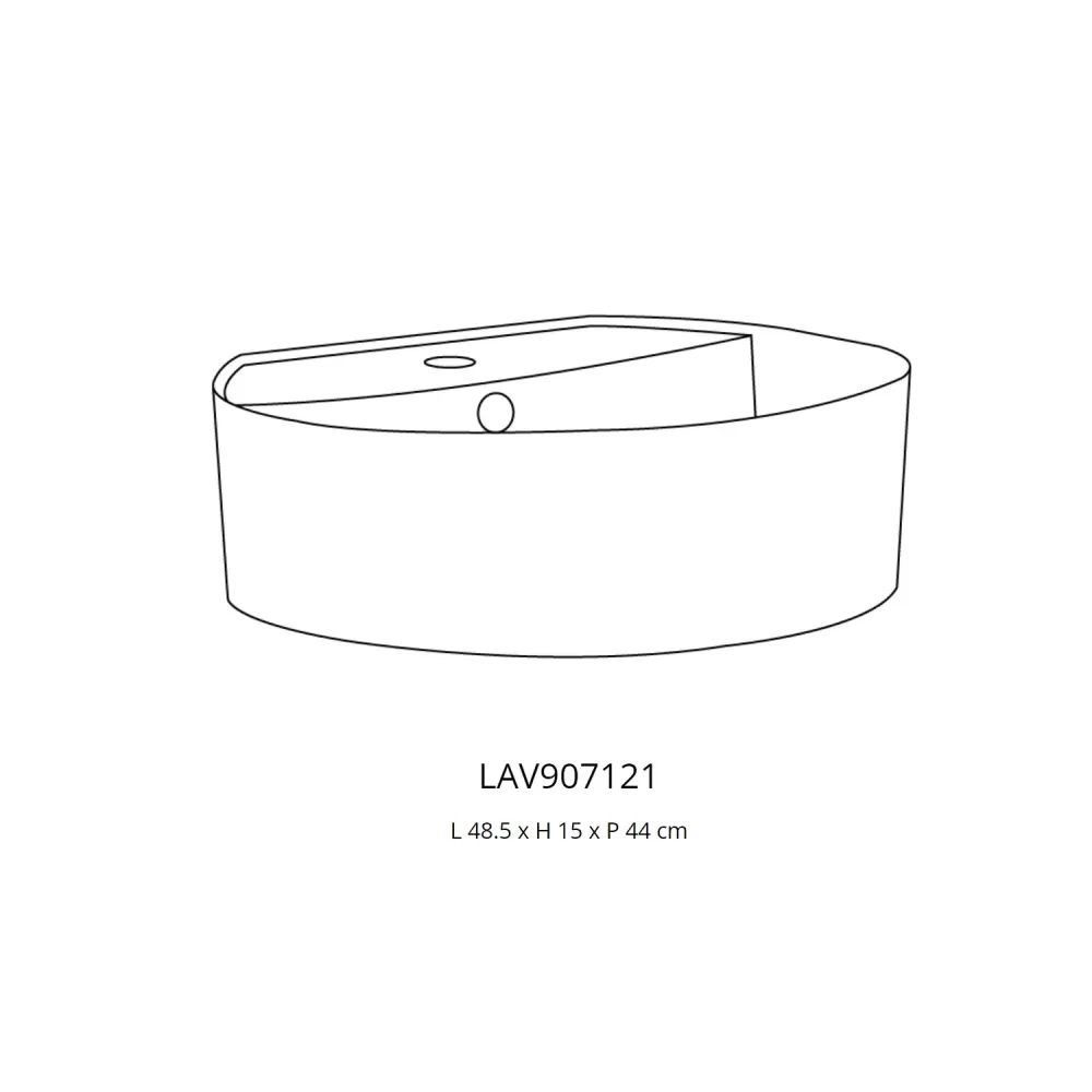 Oval single-hole countertop sink spiegelend white ceramic cm 48.5x44