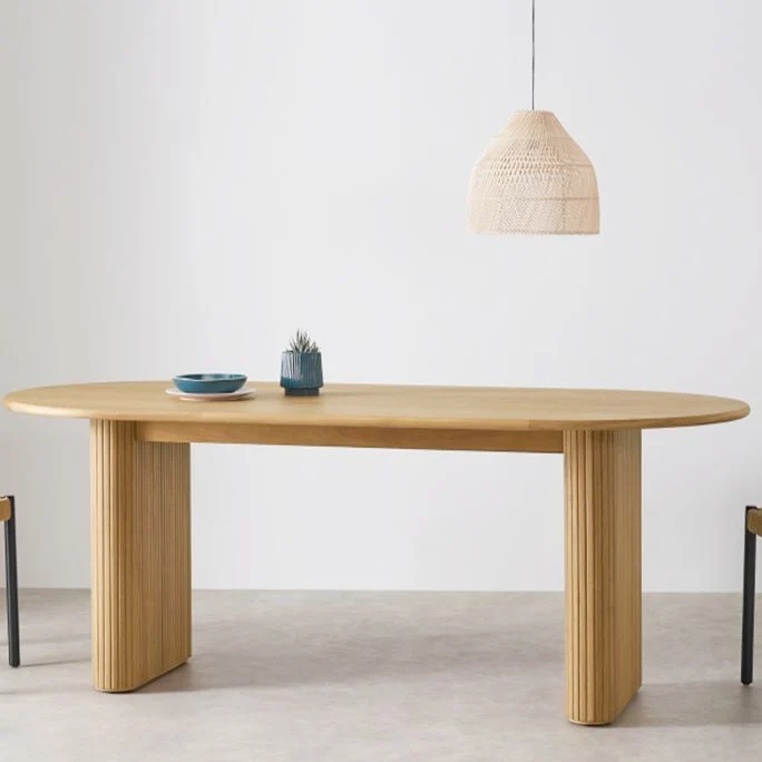 Oval Solid Wood Dining Table Simplicity Duo Pedestal Table Dining Room 47