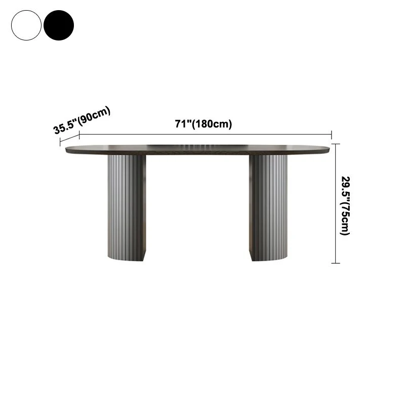Oval Two-Color Dining Table Simplicity Tweevoudig Pedestal Table Dining Room 55
