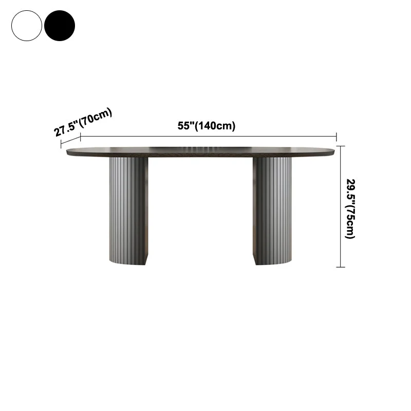 Oval Two-Color Dining Table Simplicity Tweevoudig Pedestal Table Dining Room 55