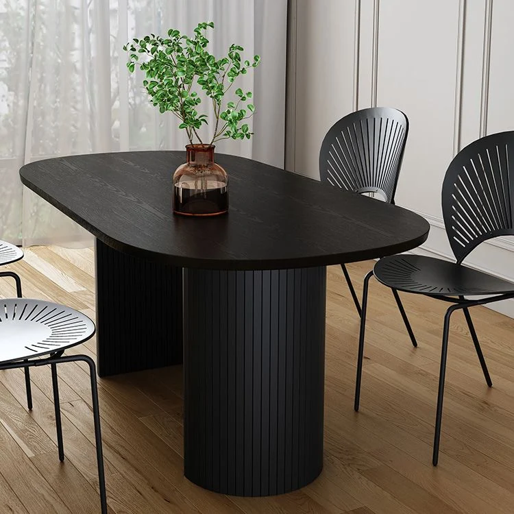 Oval Two-Color Dining Table Simplicity Tweevoudig Pedestal Table Dining Room 55