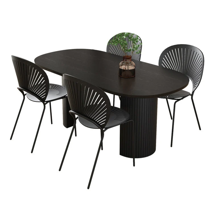 Oval Two-Color Dining Table Simplicity Tweevoudig Pedestal Table Dining Room 55