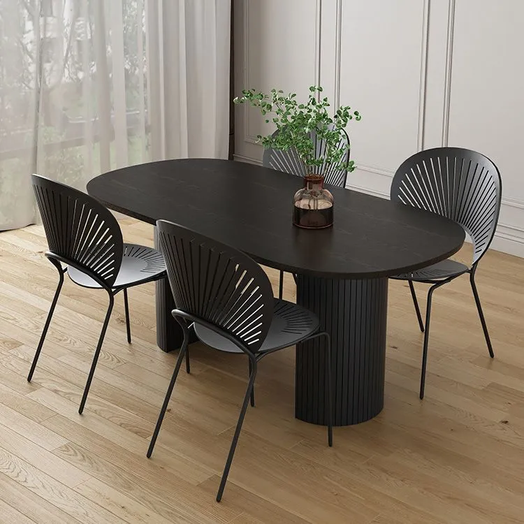 Oval Two-Color Dining Table Simplicity Tweevoudig Pedestal Table Dining Room 55