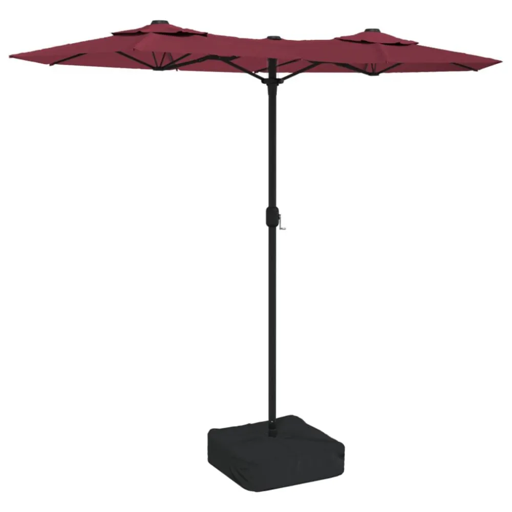 Parasol dubbel dak met LED 316x240 cm bordeauxrood