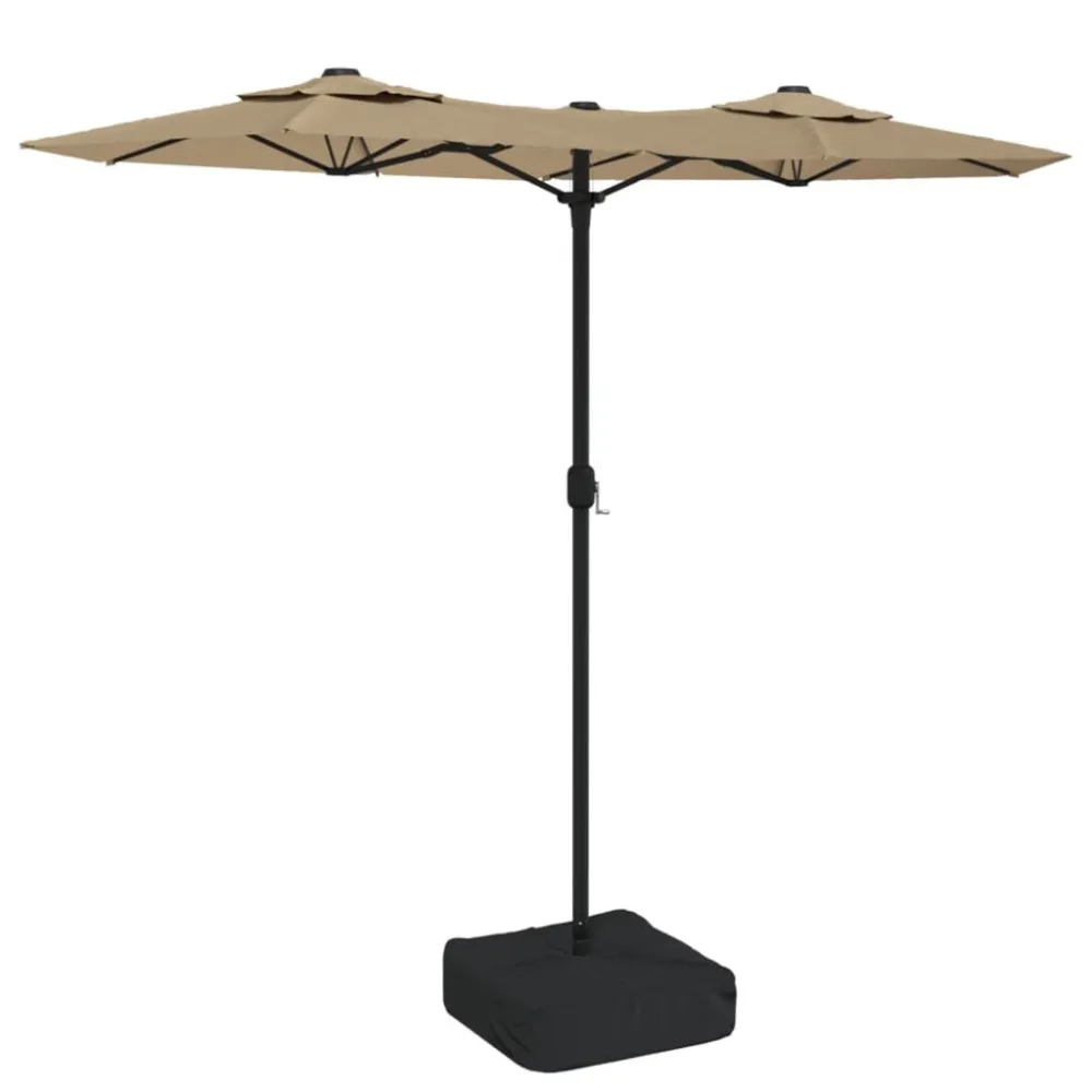 Parasol dubbel dak met LED's 316x240 cm taupe