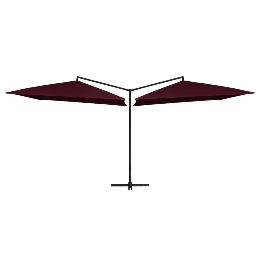 Parasol dubbel met stalen paal 250x250 cm bordeauxrood