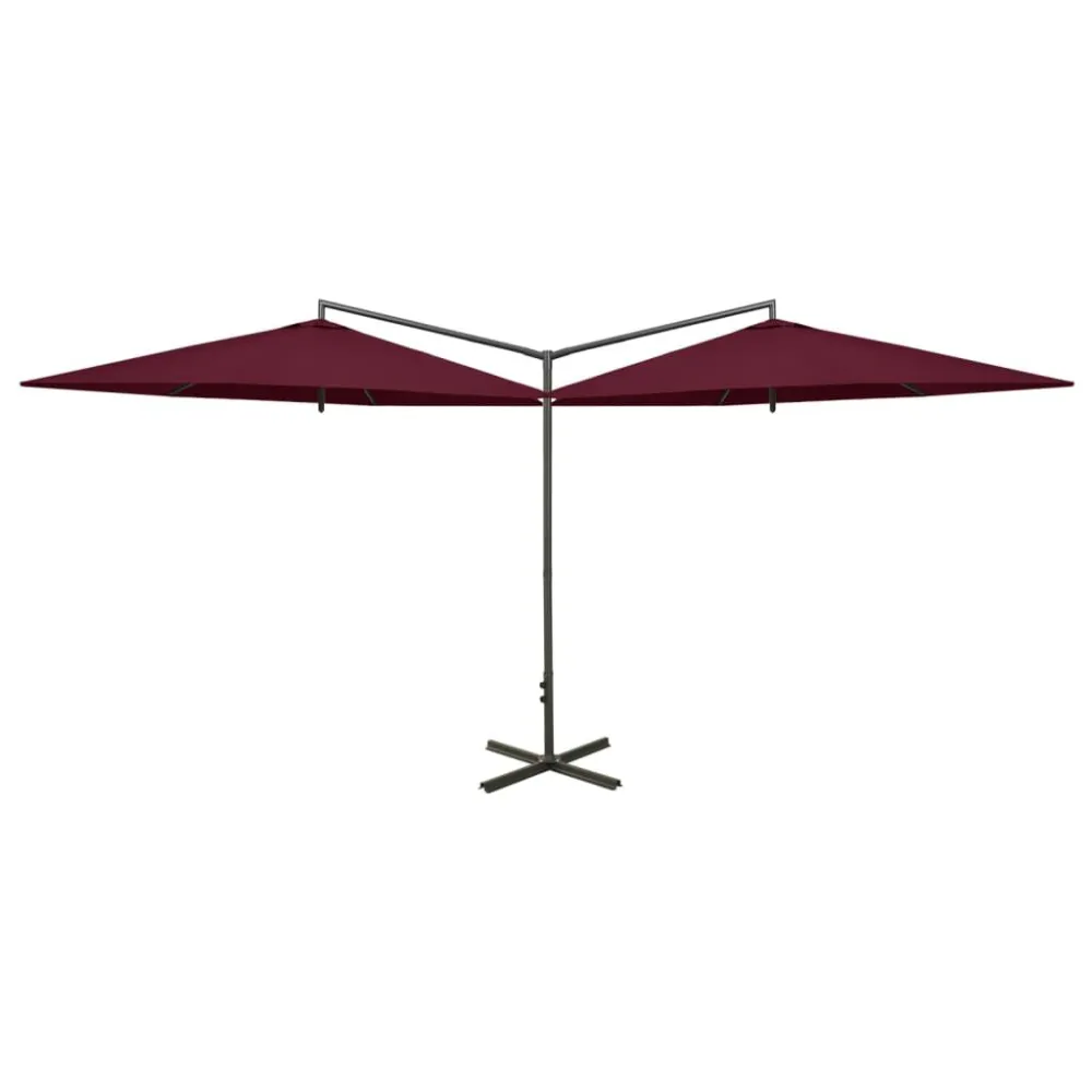Parasol dubbel met stalen paal 600 cm bordeauxrood