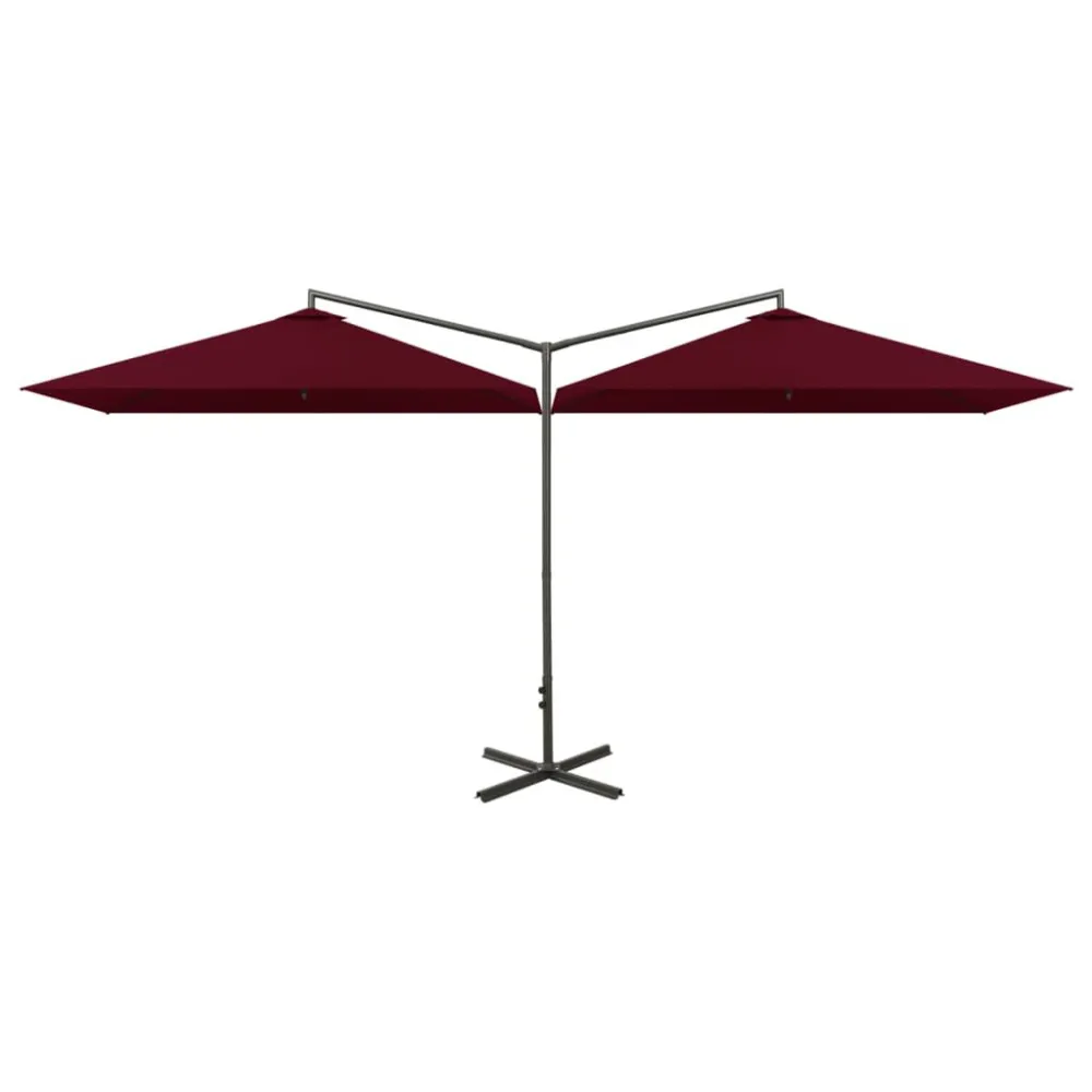 Parasol dubbel met stalen paal 600x300 cm bordeauxrood