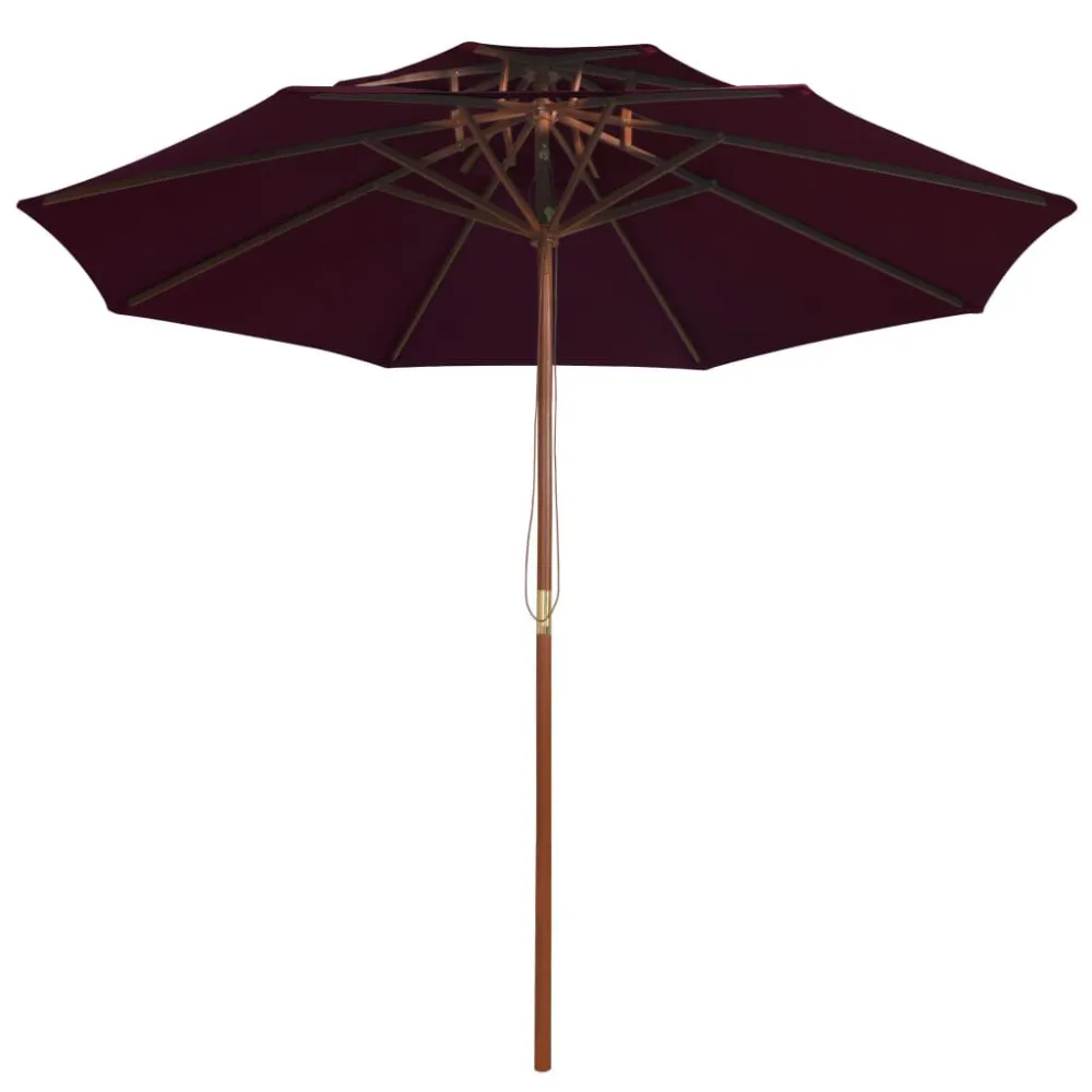 Parasol dubbeldekker met houten paal 270 cm bordeauxrood